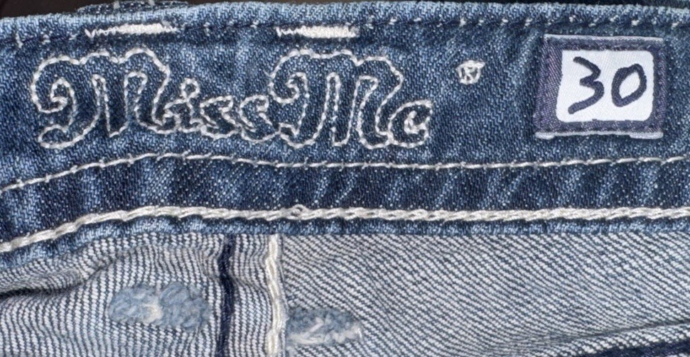 MISS ME JEANS 'Everlasting Peace' Sign Crystal Sequin Boot Cut Jeans Size 30 image 4