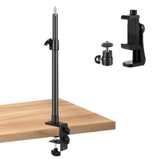 Camera Desk Mount Stand with 1/4" Ball Head and Phone Holder Clip, Desktop Li...