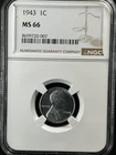 1943 1C  Lincoln Wheat One Cent NGC MS66   8699720-007