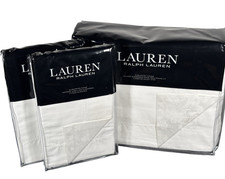 Ralph Lauren Mya King Duvet Cover Set Shams White Floral Jacquard Cotton Luxury