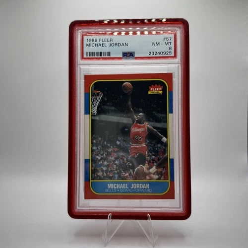 MICHAEL JORDAN PSA 8 1986-87 FLEER BASKETBALL #57 ROOKIE CARD RC BULLS NM-MT HOF