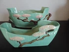 Two Vtg Roseville Art Pottery MING TREE Planters 568-8 & 526-9 VGC Asian Bonsai