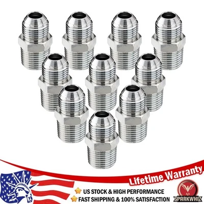 RACEWILL 10 Pack Hydraulic Hose Adapter Fittings: 1/2" JIC 37° Male x 1/2" NPT Male, S...