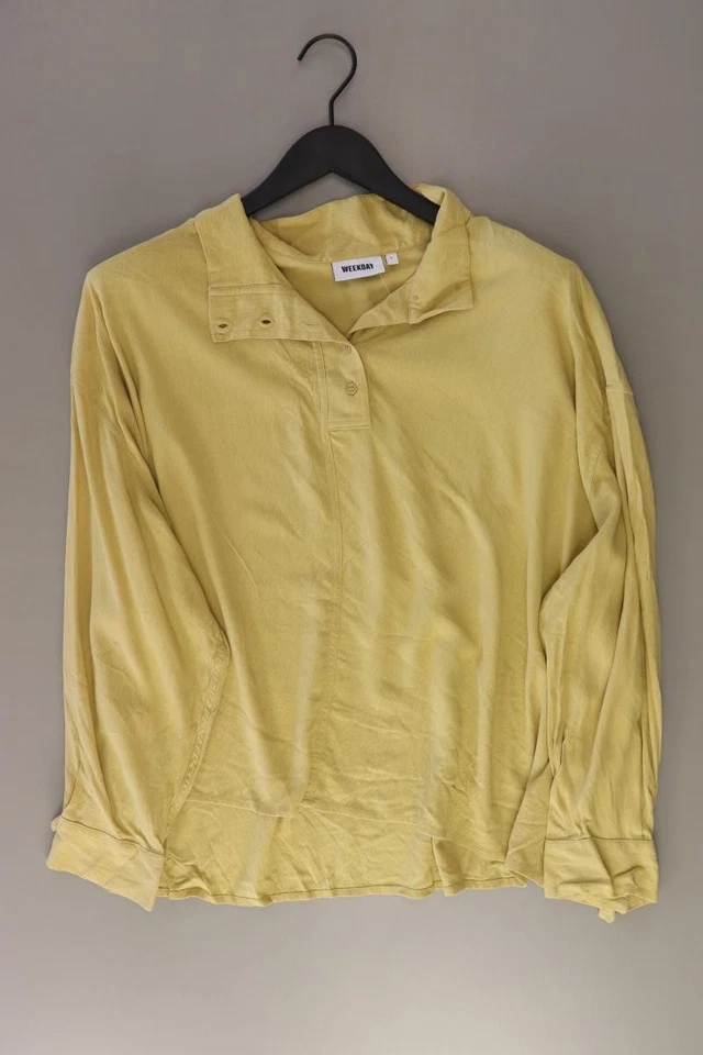 ✨ Weekday Langarmbluse Regular Bluse für Damen Gr. 42, L gelb aus Lyocell ✨