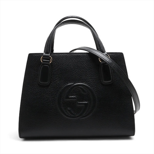 Gucci Soho Leather 2 Way Handbag Black 607722 outlets