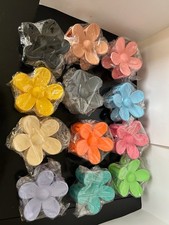 New 12 PCS Flower Claw Clips Girls/Women Hair 12 Glossy Spring/Summer Colors
