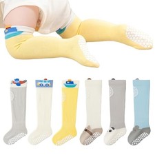 Baby Toddlers Knee High Non Slip Socks with Grips Girl Boy 0-12 Months Style4
