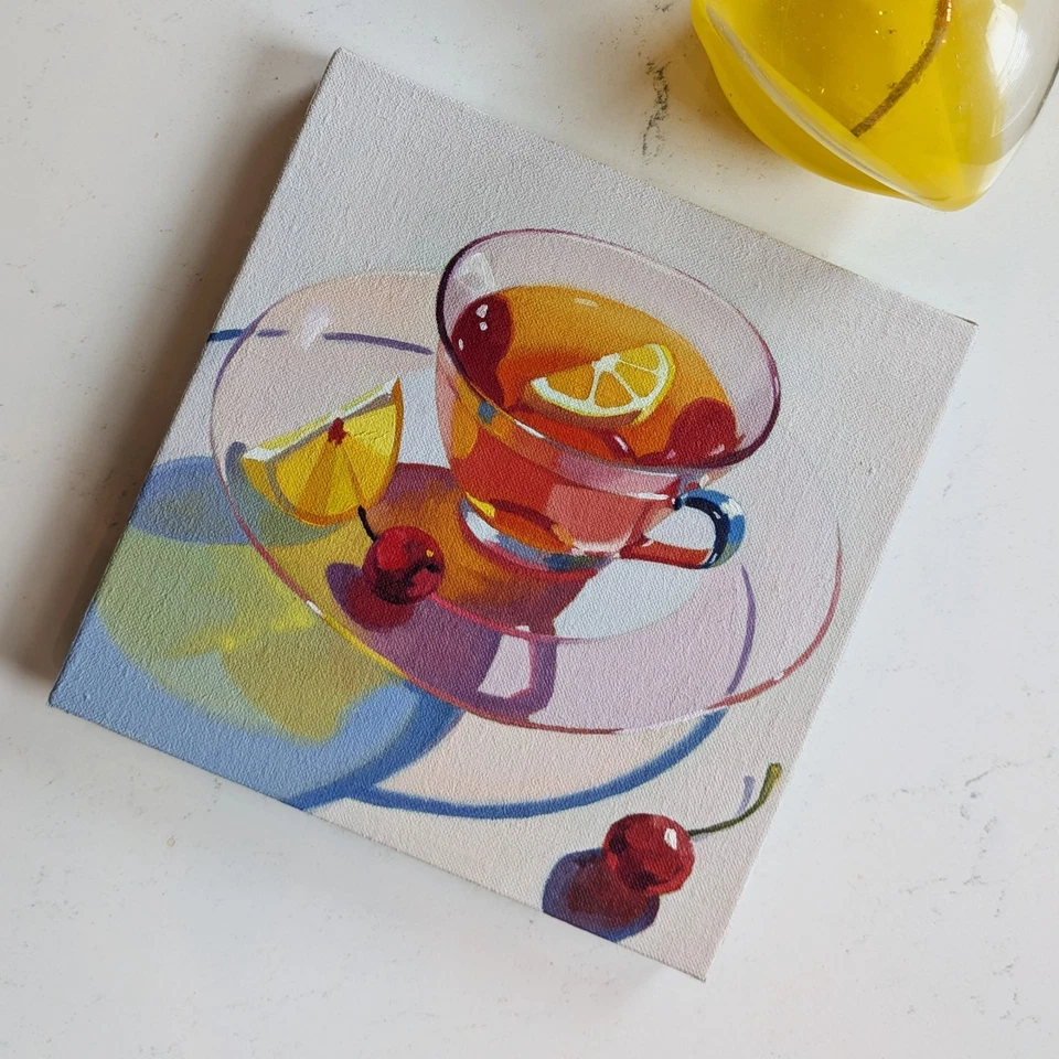 Pintura al óleo original 'Resplandor de la tarde' 8"x8" Foto 2 de 4