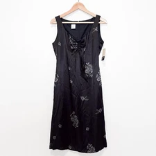 NWT Vintage 90s Y2K ESPRIT Black Satin Slip Dress Size 7/8 Whimsigoth Grunge