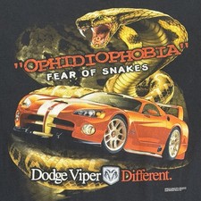 VTG Dodge Viper Snake Car Black Men's XL T-Shirt Racing Ophidiophobia 2000 Anvil