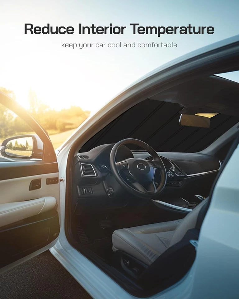 Windshield Sun Shade for Audi A3/A3 Quattro/RS3/S3 2022-2025. Reflective Aluminu - Image 4 of 4