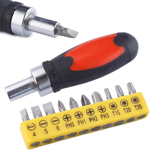 Brand New Ratchet Wrench Screwdriver Portable Tackle Tool With 10 Bits - Picture 2 of 13