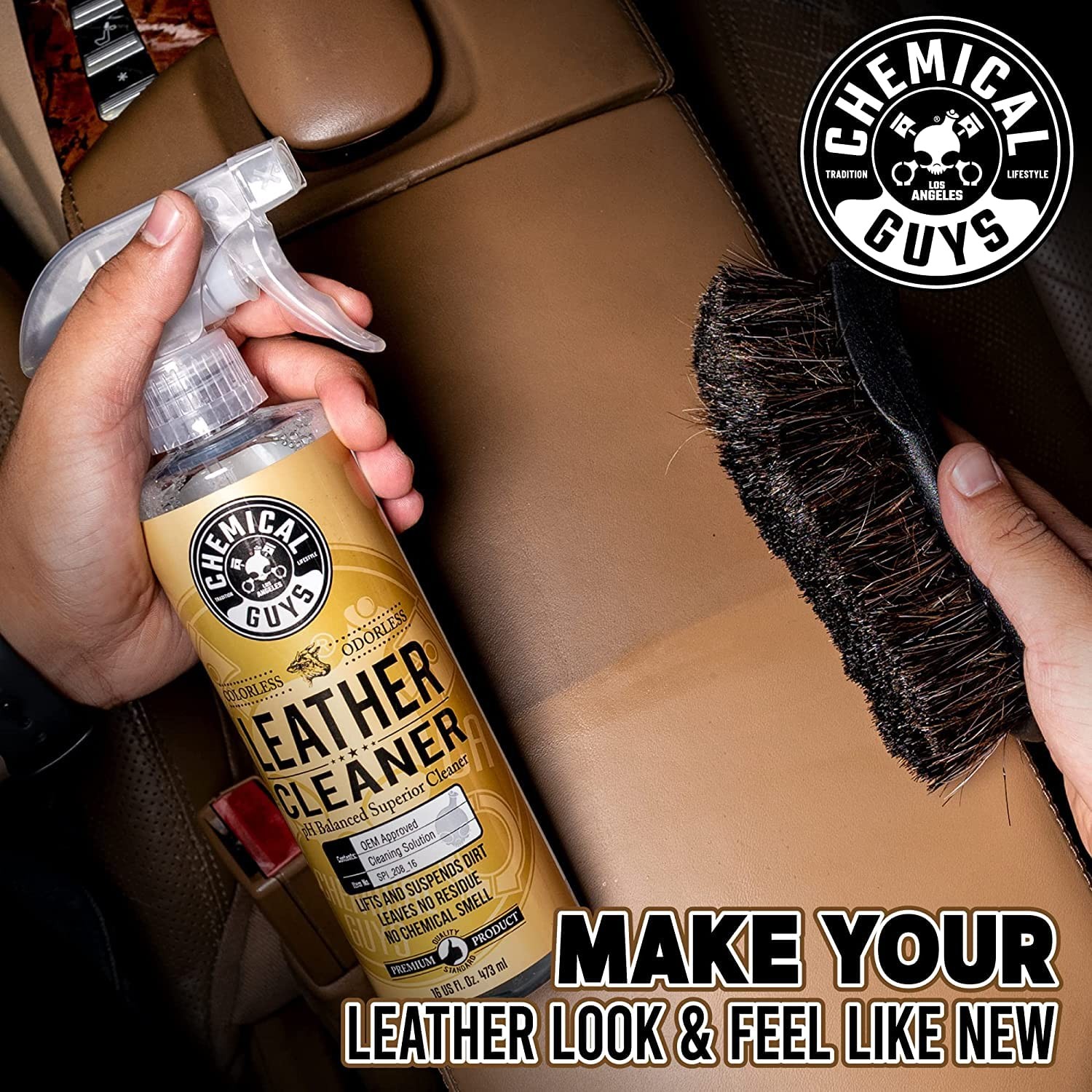 Chemical Guys Complete Leather Cleaner and Conditioner Detailing Kit with To...