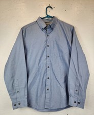 Eddie Bauer Button Down Shirt Mens Medium Travex Classic Fit Long Sleeve Blue