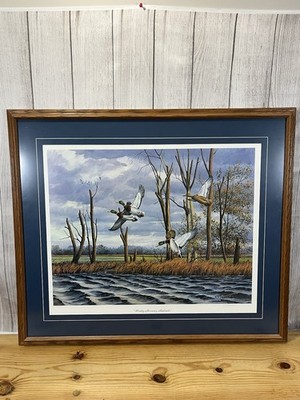 Limited Edition Signed Framed Print Of  Windy Morning Mallards  By C.E. Pearson