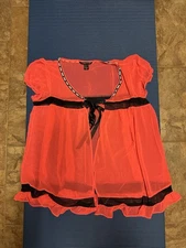 Victoria's Secret Red  Black Label Very Sexy Lace Babydoll Nightie VS M