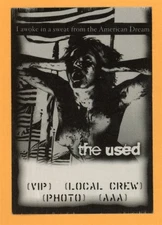 The Used Vintage Satin Backstage Pass - 2002 Tour