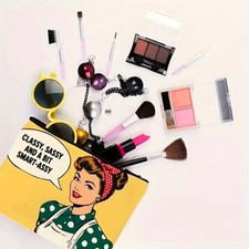 Retro Funny Makeup Bag with Assorted Cosmetics Pouch for Women