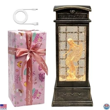 Large Christmas Snow Globe Lantern - Illuminated Glitter Water, USB/Battery