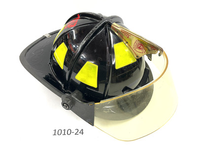 Vintage Cairns Std 1010 Black Firefighter Helmet Very Good with W6 Decal-24