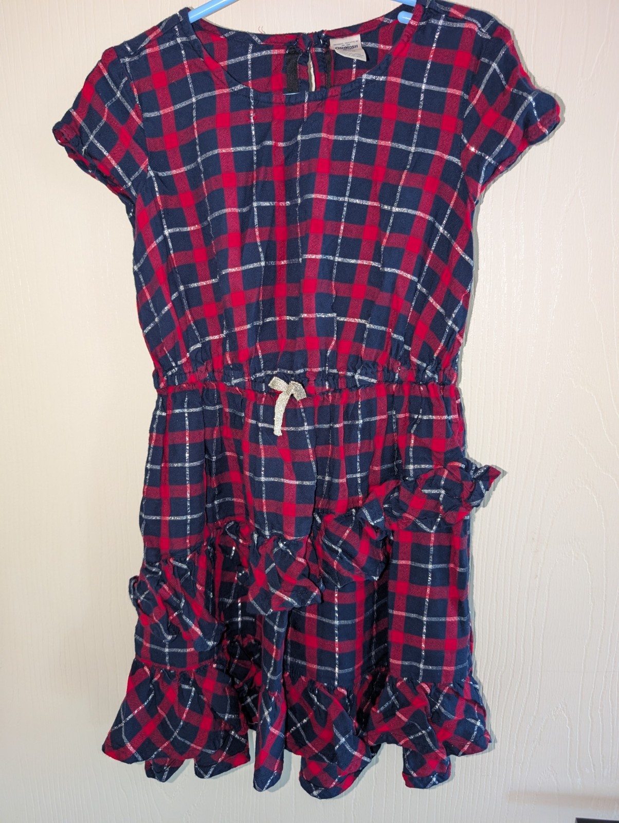 OshKosh B'Gosh Red & Blue Plaid Ruffle Dress, Size 6/6x - Fair  Condition!