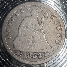 1854 25c Silver No Motto With Arrows 