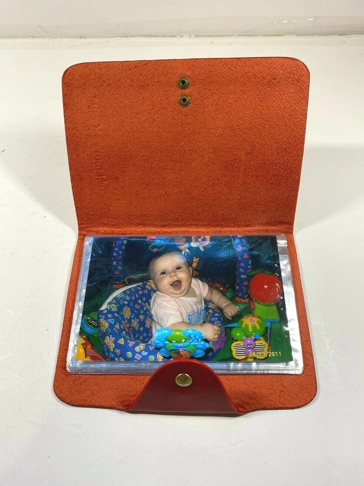 2 Pk. Álbumes de fotos de cuero real para 20 - 3 3/4" x 5 3/4" fotos - naranja Foto 4 de 4