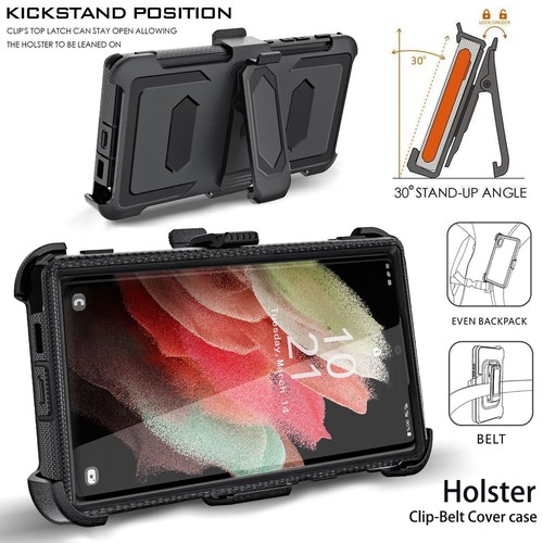 For Samsung S21+/S21 FE/S21 Ultra Hybrid Belt Clip Case Cover / Screen Protector - Picture 12 of 62