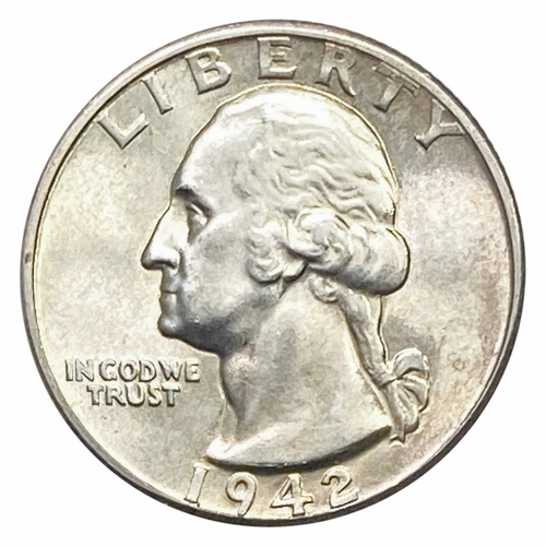 1942-D 25c Washington Quarter Brilliant Uncirculated Coin