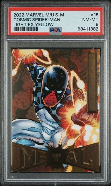 PSA 8 FX YELLOW COSMIC SPIDER-MAN 2022 MARVEL METAL SPIDERMAN #15 GRADED *TPHLC