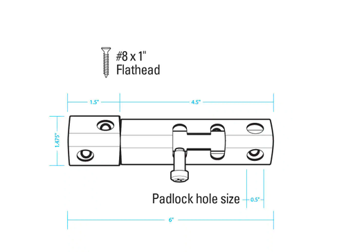 Fenix 6 in. Black Metal Security Bolt Heavy Duty Sliding Bolt Gate Latch - Picture 4 of 8
