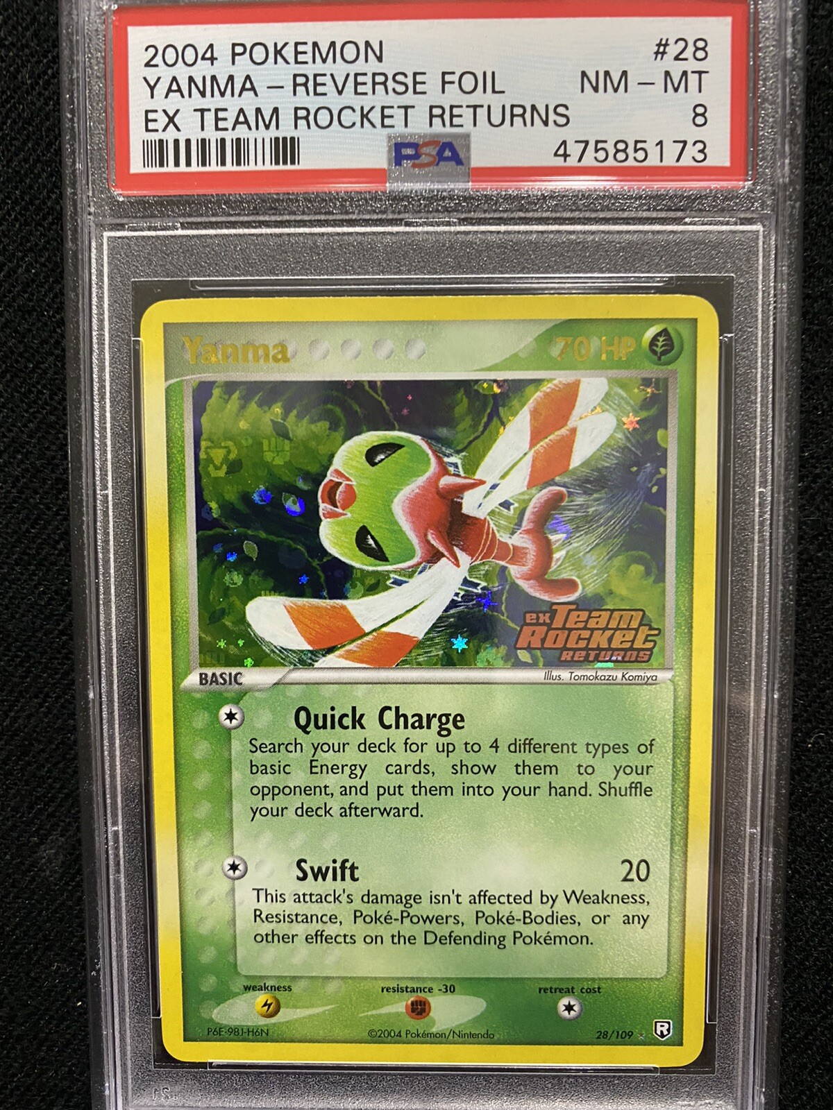 2004 Pokemon EX Team Rocket Returns Yanma Reverse Foil 28/109 PSA 8 NM-MT