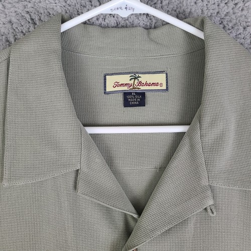 Tommy Bahama Shirt Men Extra Large Silk Green Embroidered Paradise Open Hawaiian - Picture 4 of 20