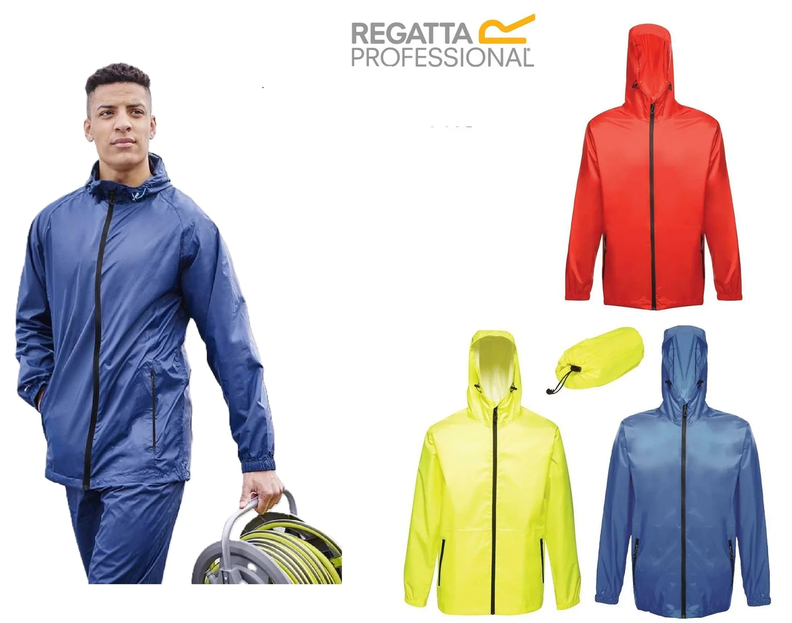 Regatta Mens Pro Packaway Waterproof Jacket Hooded Packable Bag Rain Jacket
Opens in a new window or