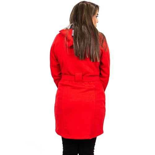 New Women Check Hood Duffle Style Hooded Fleece Comfortable Belted Long Coat - Picture 10 of 43