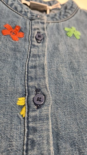 Stella Mccartney Kids Denim Embroidered Smiley Dress Blue Size 14yrs - Picture 4 of 7