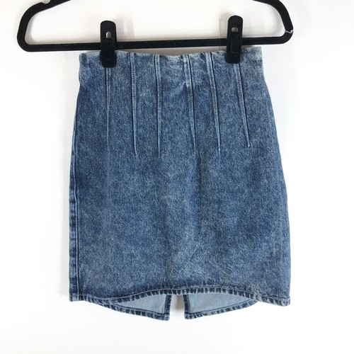 NWT Capsule & Other Stories Blue Medium Wash Cotton High Waisted Mini Skirt Sz 2