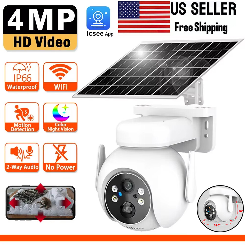 Wireless Solar-Powered PTZ WiFi Security Camera for Outdoor Surveillance