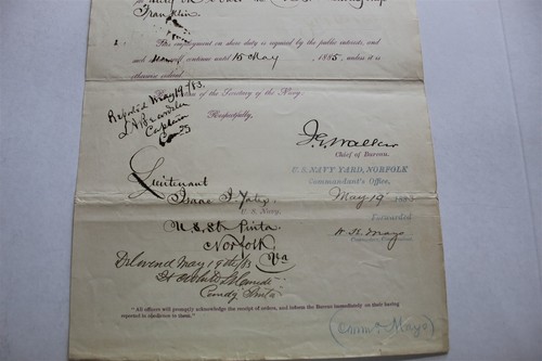 MARINEABTEILUNG DOKUMENT 1883 - COMMADORE W K MAYO / ADM J G WALKER AUTOGRAMME - Bild 2 von 4