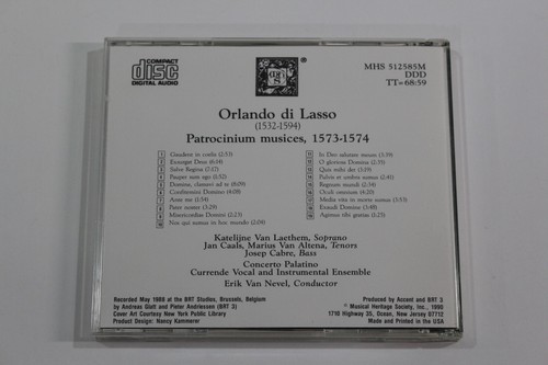 Orlando di Lasso Patrocinium Musices CD Oop 1990 MHS 512585M Classics Rare HTF - Imagen 4 de 14