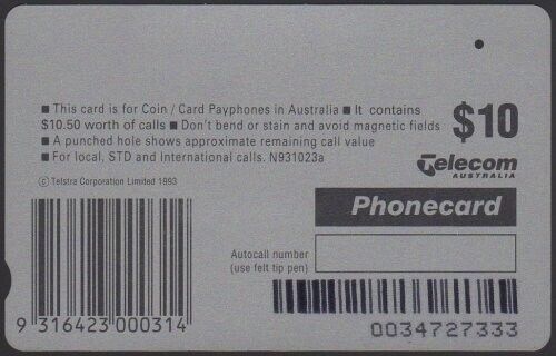 ✨1993 | Australia The Environment N931023a | Prefix 347 | $10 phonecard | VGC✨ - Picture 2 of 2