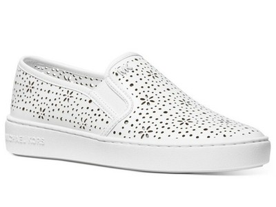 michael kors white leather slip on sneakers