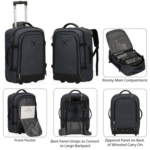 2 in 1 Carry-on Trolley Luggage Suitcase Detachable Compact Business Backpack - Picture 12 of 24