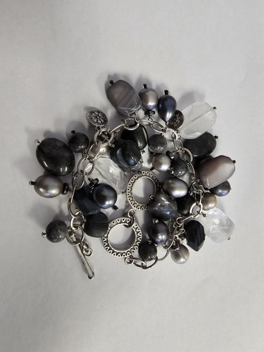 Silpada Hematite, Glass, Pearl, Shell Cha Cha Sterling Silver 925 Bracelet B1777 - Picture 8 of 12