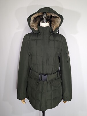 Woolrich Blizzard Women's Hooded Down Jacket Size L Green Winter
