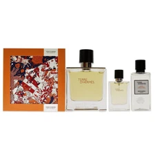 Terre D'Hermes Hermes Men 3 Pcs Set 2.5 oz & 0.42 oz *Parfum* Spray & A/S Lotion