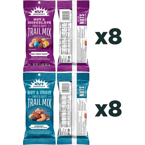 Trail Mix Variety Pack - 16 Bags of Nut & Chocolate, Nut & Fruit Mix, 2.25 oz - Picture 6 of 8