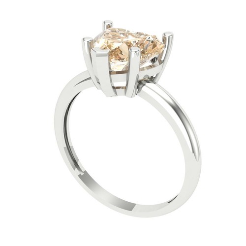 2Ct Heart Natural Morganite Solitaire Engagement Ring for Women, 14K White Gold - Picture 2 of 11