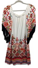 Uncle Frank Anthropologie Dress Sz S Fringed Boho Peasant Southwestern Festival