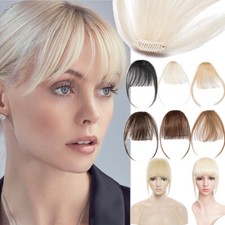 Real THICK/Thin Clip In 100 Human Hair Extensions One Piece Bangs Hairpieces US